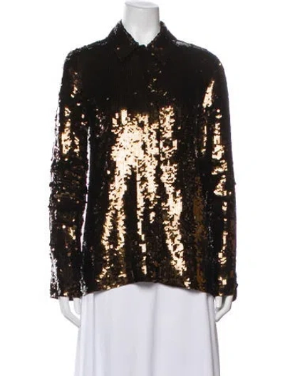 Pre-owned Tibi Silk Patterned Top In Brown