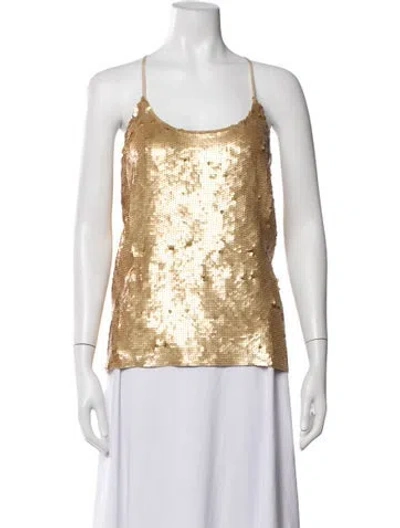 Pre-owned Tibi Silk Patterned Top In Gold