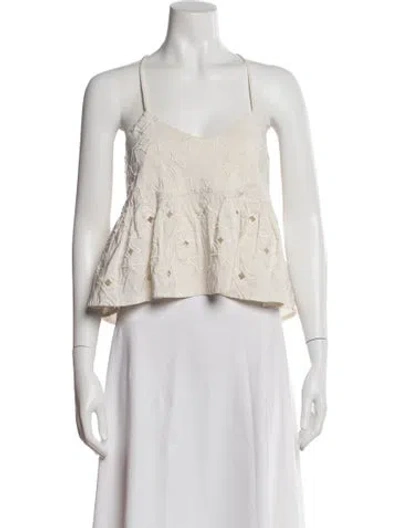 Pre-owned Tibi Silk Patterned Top In Neutral