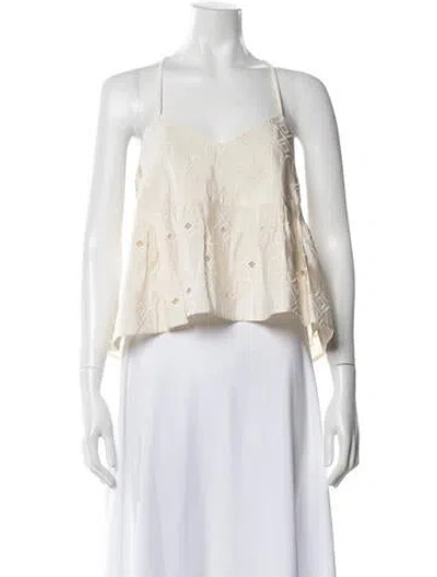 Pre-owned Tibi Silk Patterned Top In White
