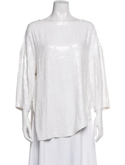 Pre-owned Tibi Silk Patterned Top In White