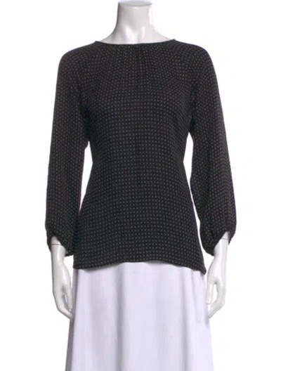 Pre-owned Tibi Silk Polka Dot Print Blouse In Black