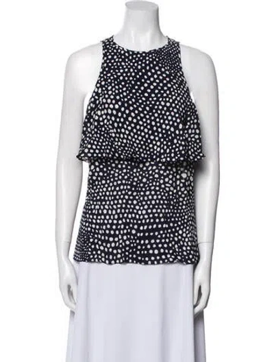 Pre-owned Tibi Silk Polka Dot Print Blouse In Blue