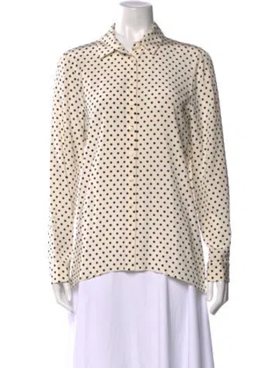 Pre-owned Tibi Silk Polka Dot Print Button-up Top In Neutral