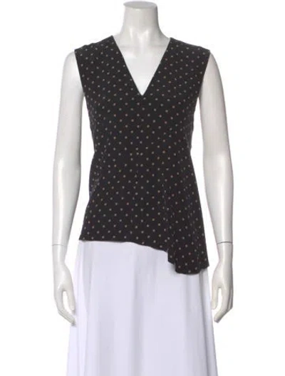 Pre-owned Tibi Silk Polka Dot Print Top In Black