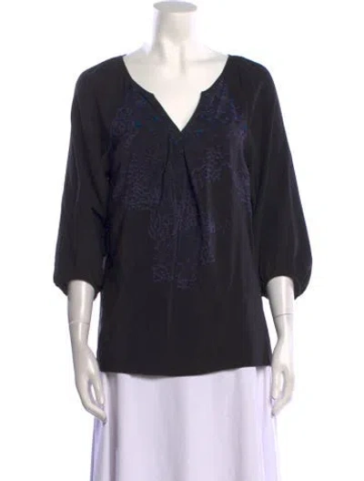 Pre-owned Tibi Silk Printed Blouse In Black