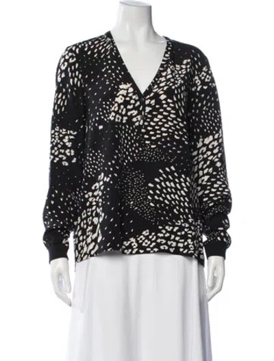 Pre-owned Tibi Silk Printed Blouse In Black