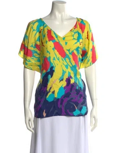 Pre-owned Tibi Silk Printed Blouse In Blue