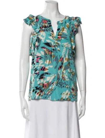 Pre-owned Tibi Silk Printed Blouse In Blue