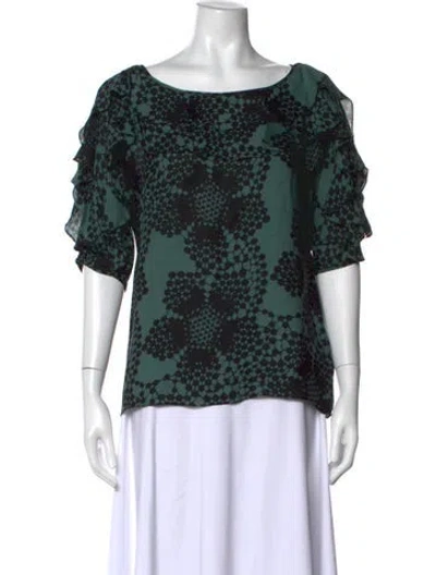 Pre-owned Tibi Silk Printed Blouse In Blue