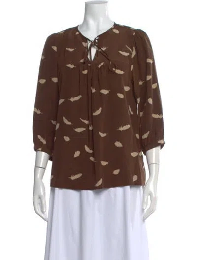 Pre-owned Tibi Silk Printed Blouse In Brown