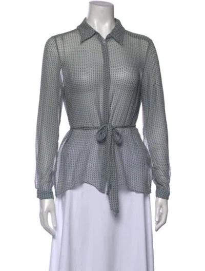 Pre-owned Tibi Silk Printed Blouse In Gray