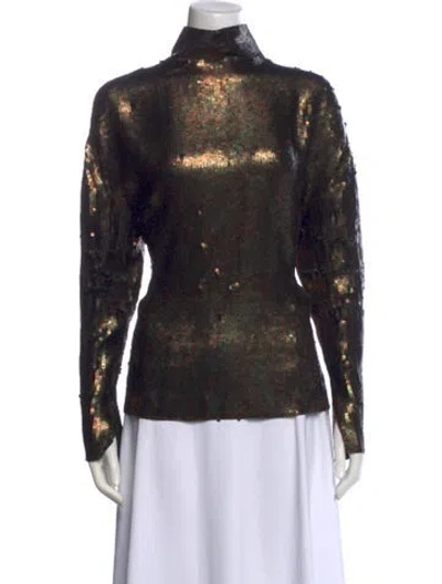 Pre-owned Tibi Silk Printed Blouse In Green