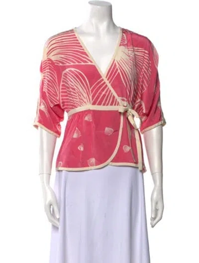 Pre-owned Tibi Silk Printed Blouse In Pink