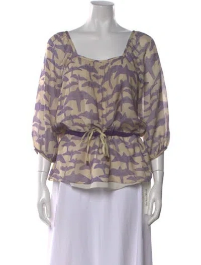 Pre-owned Tibi Silk Printed Blouse In Purple