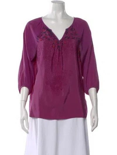 Pre-owned Tibi Silk Printed Blouse In Purple