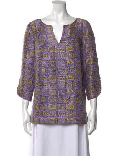 Pre-owned Tibi Silk Printed Blouse In Purple