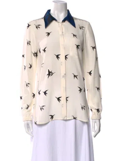 Pre-owned Tibi Silk Printed Blouse In White