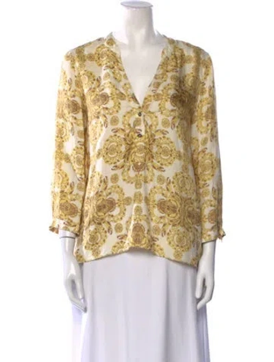 Pre-owned Tibi Silk Printed Blouse In Yellow