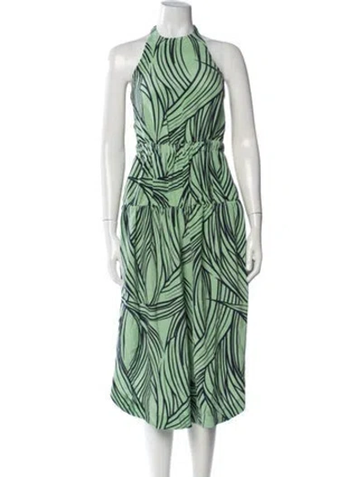 Pre-owned Tibi Silk Printed Jumpsuit In Green