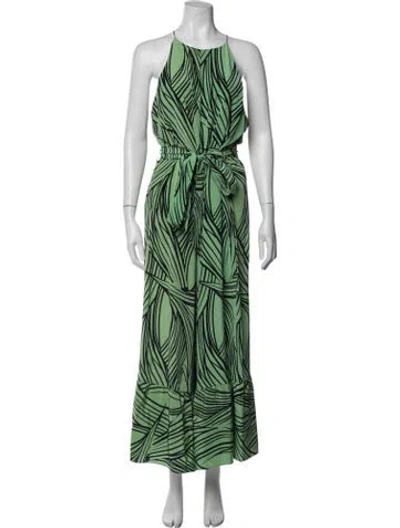Pre-owned Tibi Silk Printed Jumpsuit W/ Tags In Green
