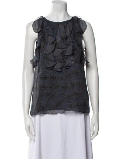 Pre-owned Tibi Silk Printed Top In Black