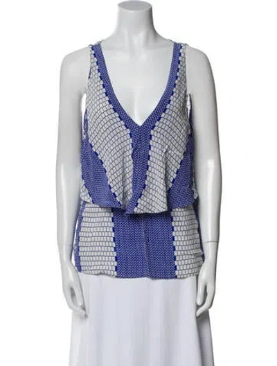 Pre-owned Tibi Silk Printed Top In Blue