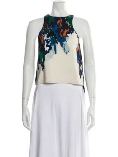 Pre-owned Tibi Silk Printed Top In Blue