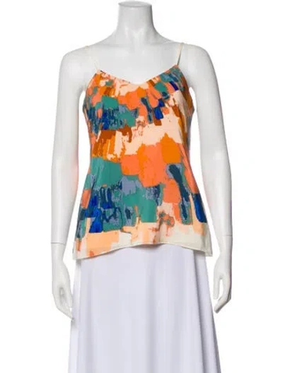 Pre-owned Tibi Silk Printed Top In Blue