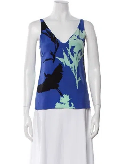 Pre-owned Tibi Silk Printed Top In Blue