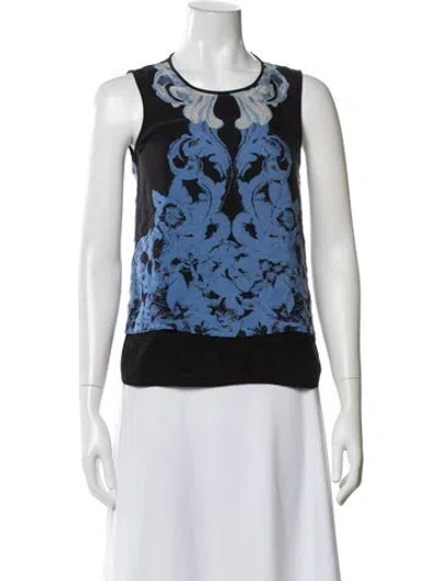 Pre-owned Tibi Silk Printed Top In Blue