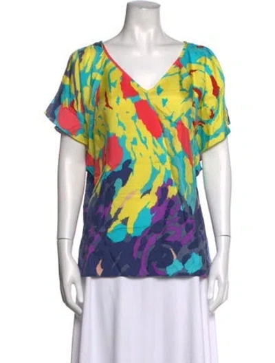 Pre-owned Tibi Silk Printed Top In Blue