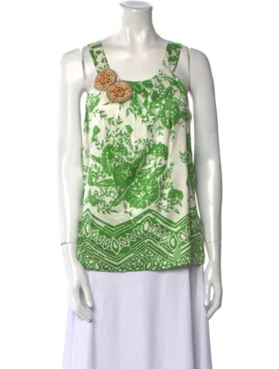 Pre-owned Tibi Silk Printed Top In Green