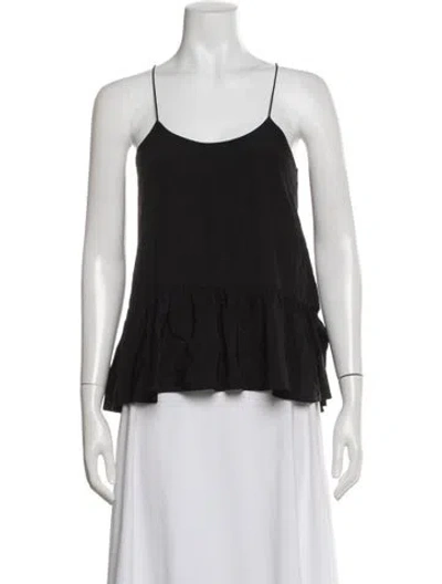 Pre-owned Tibi Silk Scoop Neck Blouse In Black
