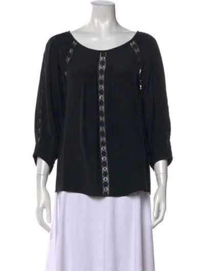 Pre-owned Tibi Silk Scoop Neck Blouse In Black