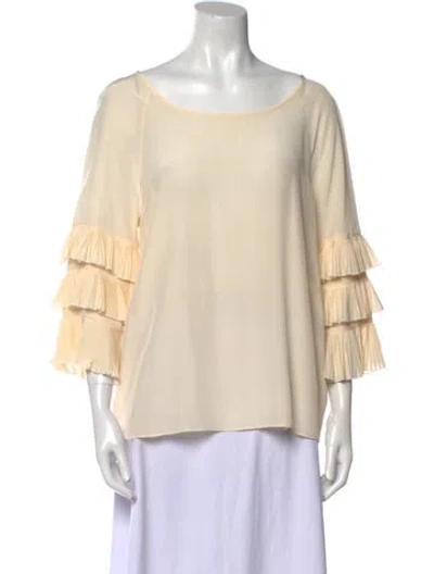 Pre-owned Tibi Silk Scoop Neck Blouse In Neutral