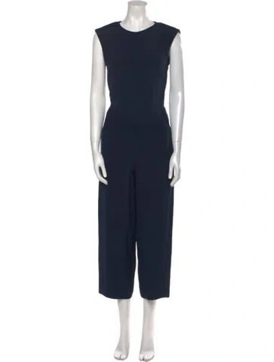Pre-owned Tibi Silk Scoop Neck Jumpsuit In Blue