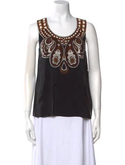 Pre-owned Tibi Silk Scoop Neck Top In Black