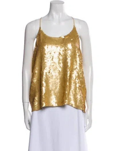 Pre-owned Tibi Silk Scoop Neck Top In Gold