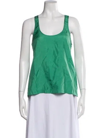 Pre-owned Tibi Silk Scoop Neck Top In Green