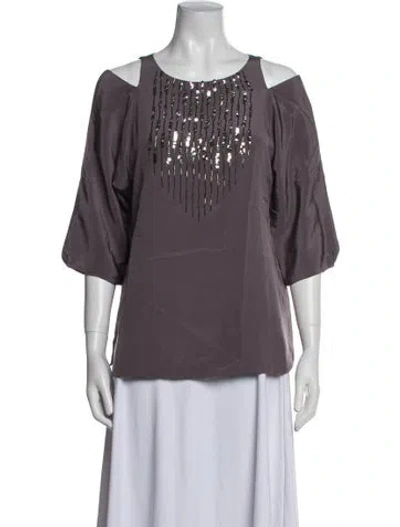 Pre-owned Tibi Silk Scoop Neck T-shirt In Purple