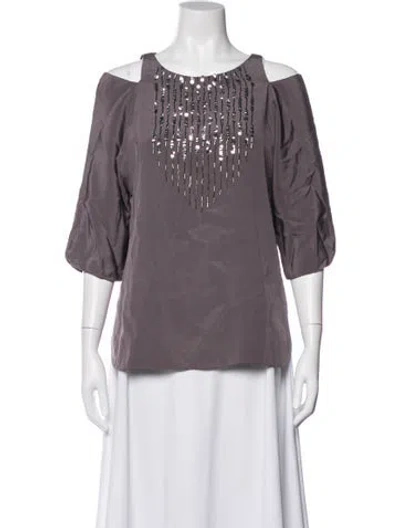 Pre-owned Tibi Silk Scoop Neck T-shirt In Purple