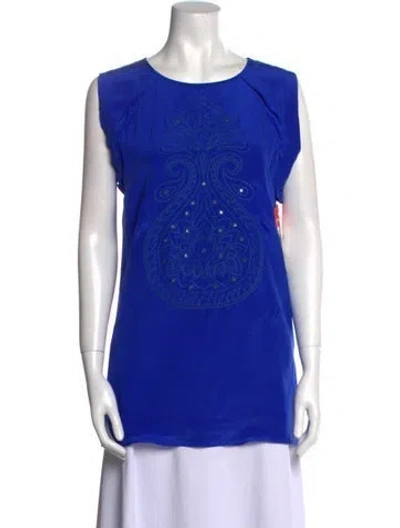 Pre-owned Tibi Silk Scoop Neck Tunic In Blue