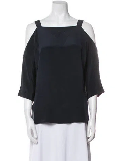 Pre-owned Tibi Silk Square Neckline Blouse In Black