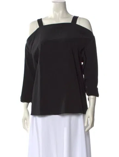 Pre-owned Tibi Silk Square Neckline Blouse In Black