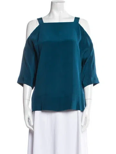 Pre-owned Tibi Silk Square Neckline Blouse In Blue