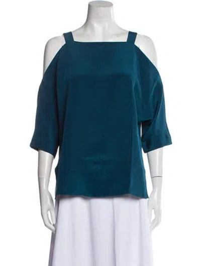 Pre-owned Tibi Silk Square Neckline Blouse In Blue