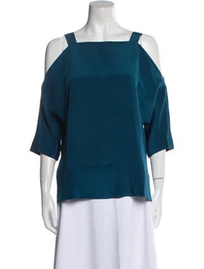 Pre-owned Tibi Silk Square Neckline Blouse In Blue