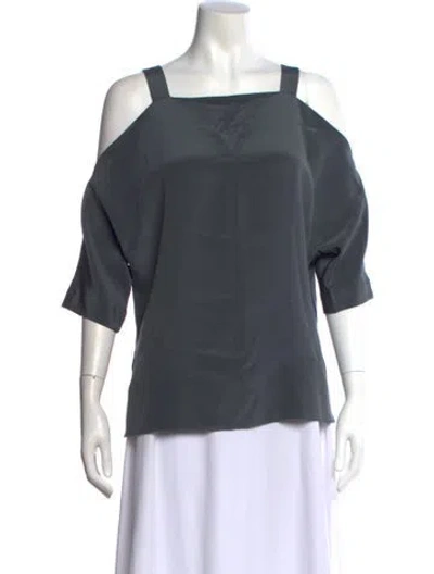 Pre-owned Tibi Silk Square Neckline Blouse In Gray