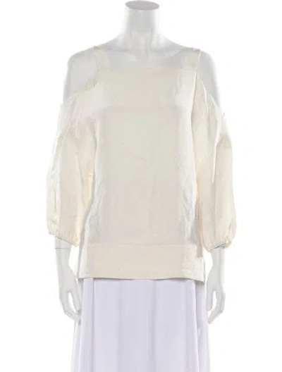 Pre-owned Tibi Silk Square Neckline Blouse In Neutral